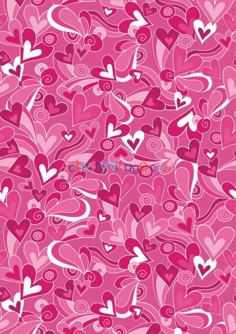 Valentine's Day Scrapbook Paper - Pink Hearts and Swirls